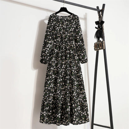 Spring Summer Women’s Floral Maxi Dress – Casual Full Sleeve Boho Beach Party Dress