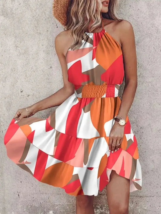 Sexy Summer Sleeveless Mini Dress with Irregular Print - Chic summer dress for women