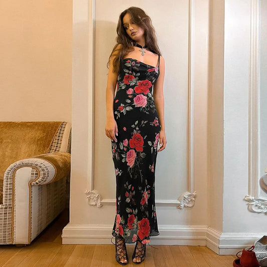 Floral Print Spaghetti Strap Bodycon Dress - Chic summer dress for women