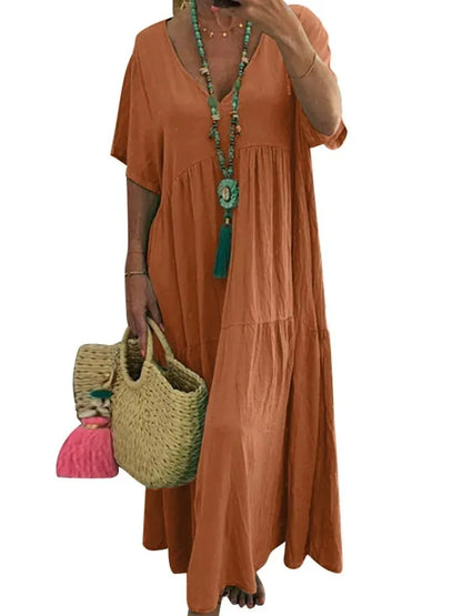 Robe ample à col en V profond et ourlet irrégulier pour femme, collection printemps-été
