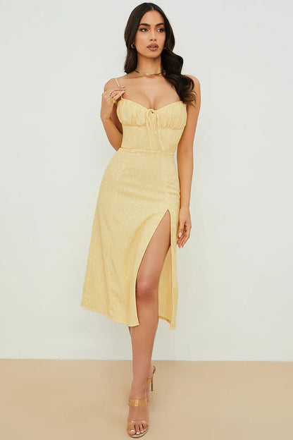 Robe moulante fleurie d'été – Robe longue élégante pour les vacances à la plage