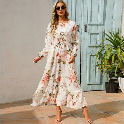 Bohemian Floral Maxi Dress for Women – Spring Summer Casual Long Sleeve Beach Dress