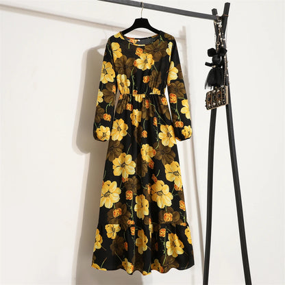 Spring Summer Women’s Floral Maxi Dress – Casual Full Sleeve Boho Beach Party Dress
