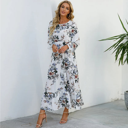 Bohemian Floral Maxi Dress for Women – Spring Summer Casual Long Sleeve Beach Dress