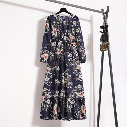 Spring Summer Women’s Floral Maxi Dress – Casual Full Sleeve Boho Beach Party Dress