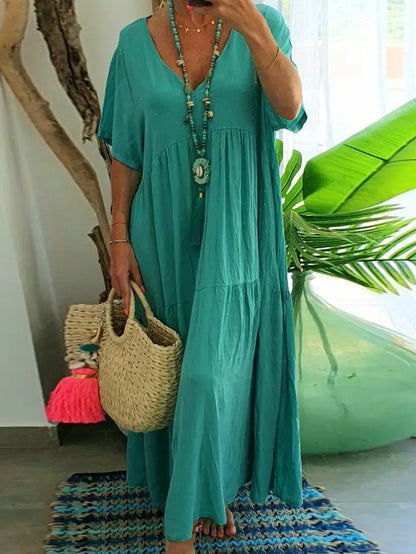 Robe ample à col en V profond et ourlet irrégulier pour femme, collection printemps-été
