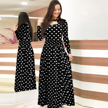 Robe à manches longues et imprimé floral pour femme, coupe ajustée et ajourée – Robe printemps-automne