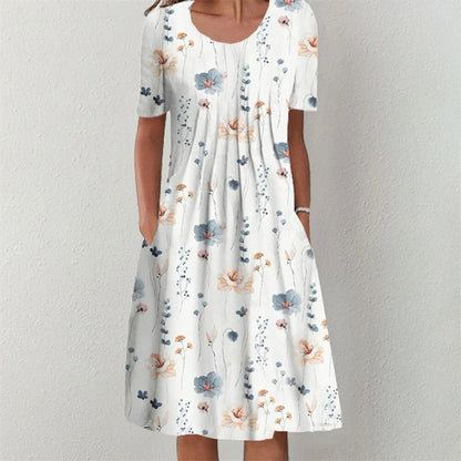 Elegant Casual Women’s Dress – Short Sleeve Loose Fit Weekend & Holiday Dress