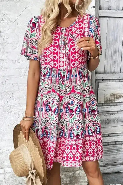 Pink Bohemian Summer Dress-3